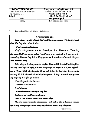 2 Đề kiểm tra cuối học kỳ I môn Tiếng Việt Lớp 33 - Năm học 2015-2016 - Trường Tiểu học An Thuận